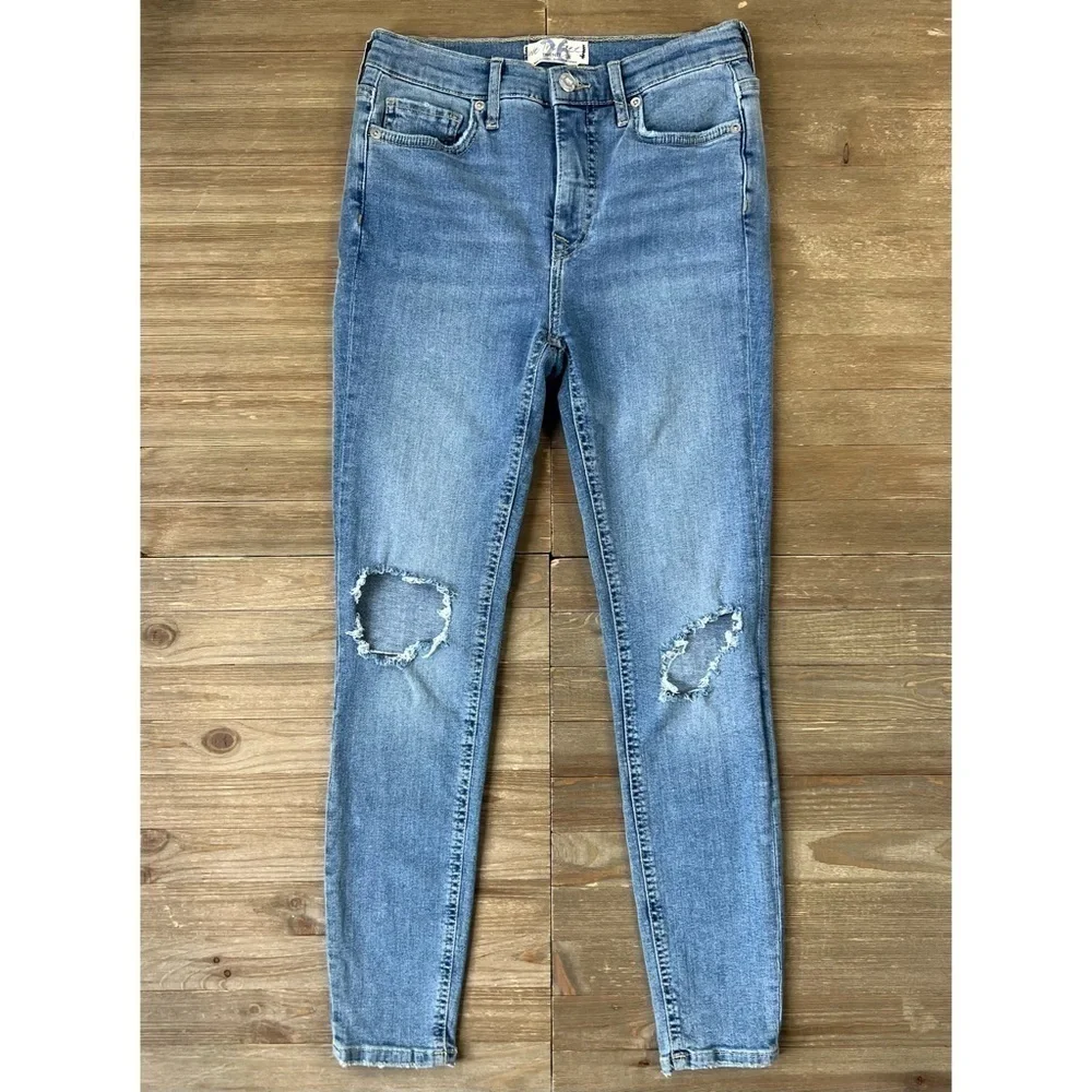 Free People High Rise Busted Knee Skinny Jean